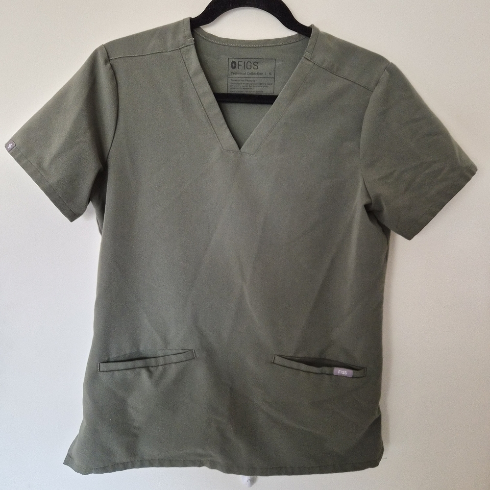 VGUC Figs Casma Olive Green Scrub Top Small